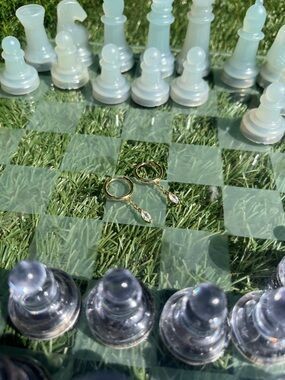 THE MOTHER Gold Dangle Hoop Earrings with Clear Teardrop Charm - White